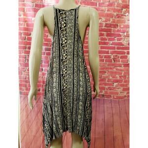 Ezra Geometric Pattern Sleeveless Women's Shirt Dress Black & Brown Size M #1